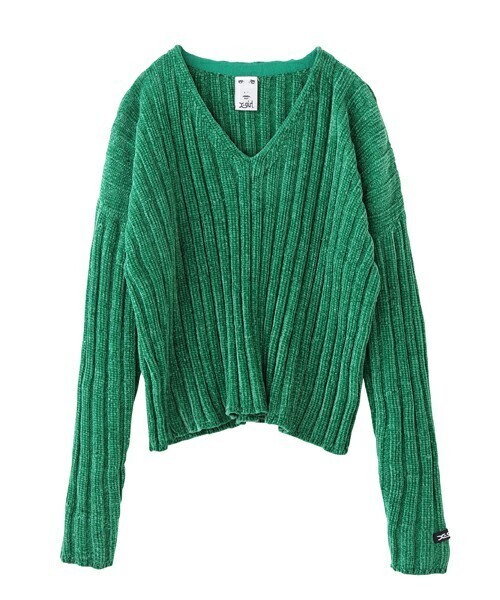 X-girl V NECK CHENILLE SWEATER