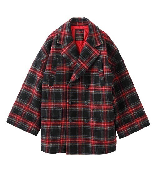 X-girl PLAID BIG PEACOAT