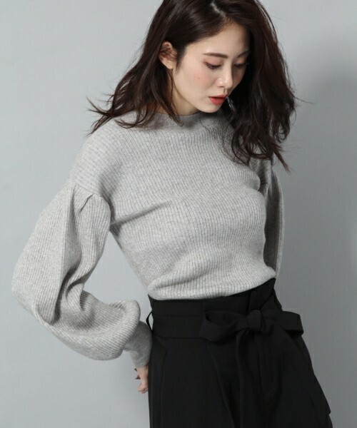 Andemiu タックボリュームスリーブニット