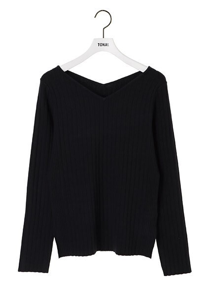 TONAL リブVネックニット