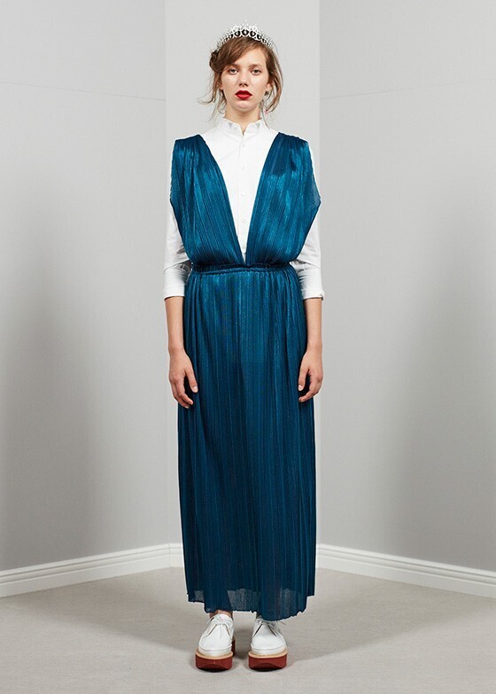 beautiful people metallic jersey pleats dress