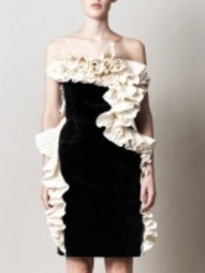 LANVIN ラッフルベルベットドレス