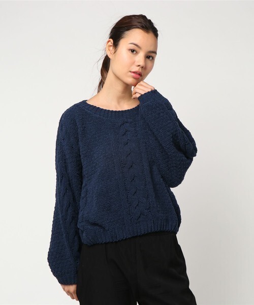 rienda ケーブルモールニットTOP