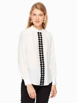 kate spade new york checking in floral lace trim shirt