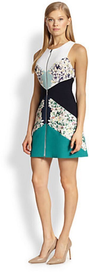 BCBG MAXAZRIA Alaina Geometric フローラル プリント ドレス