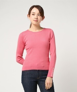 Mystrada 袖口パールクルーネックニット