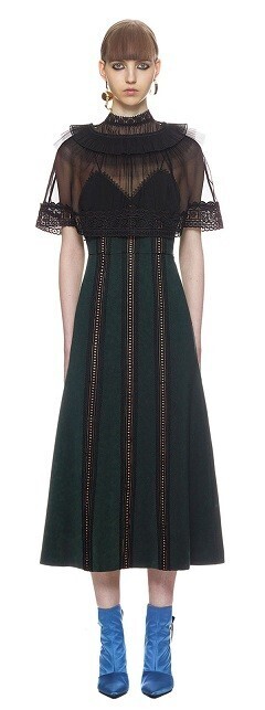 Self-Portrait trimmed overlay midi dress