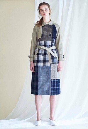 nesessaire パッチワークロングトレンチコート