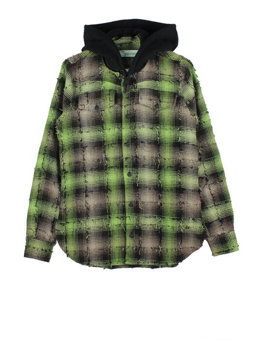 OFF-WHITE チェック柄 フード付きシャツ