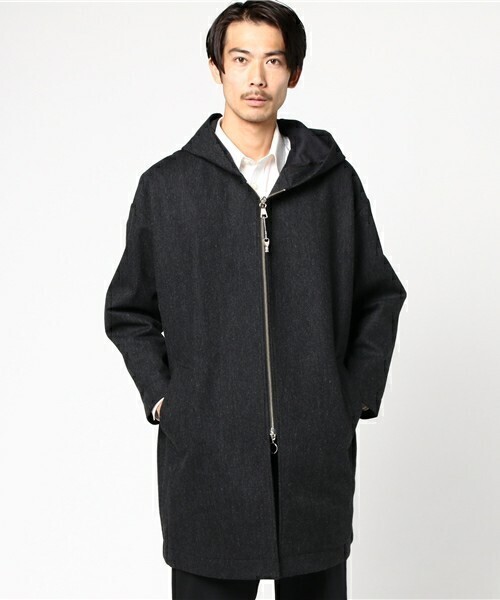 DIET BUTCHER SLIM SKIN Wool bonding over size hooded coat