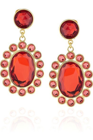 Miu Miu Gold-tone crystal clip earrings