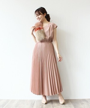Jines フロールストレッチデシン プリーツロングスカート