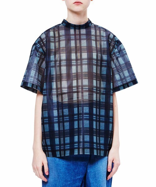 TOGA PULLA メッシュチェックトップス