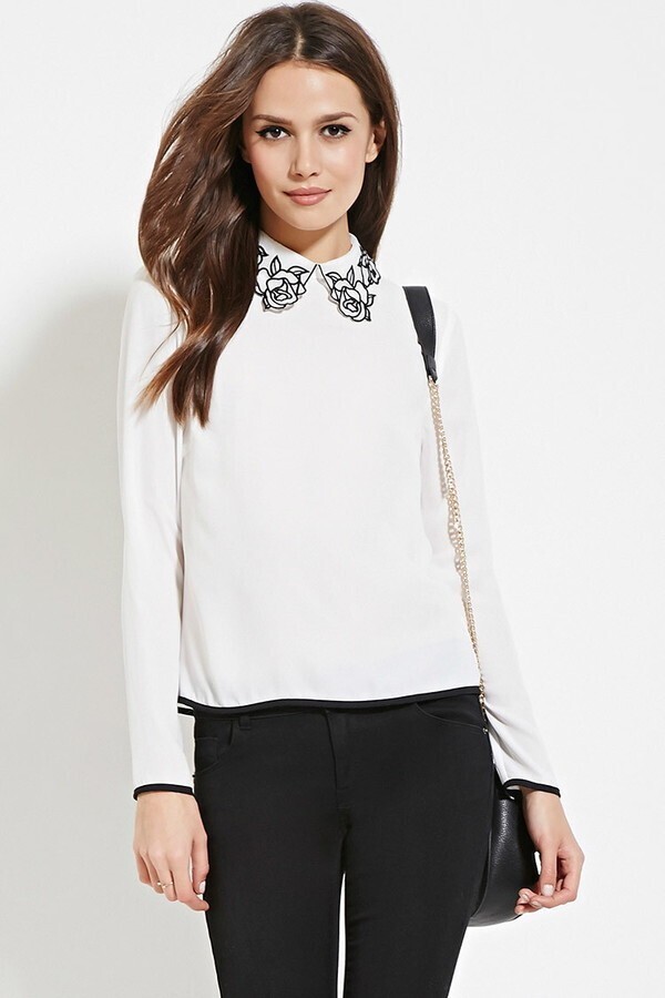 FOREVER21 Contemporary Rose-Collar Blouse