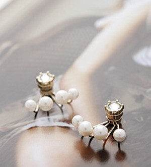 raffia Jewel Casket/Magnet earring stone×pearl
