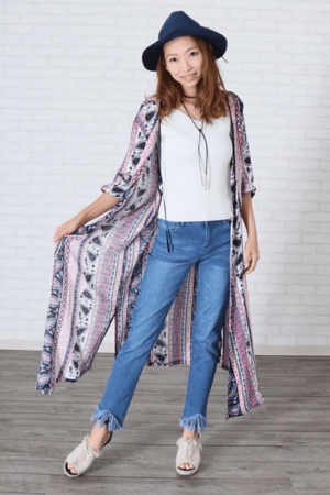 &g’aime 【980-60309】【2WAY】エスニックカーディワンピース