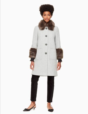 kate spade new york faux fur trim coat