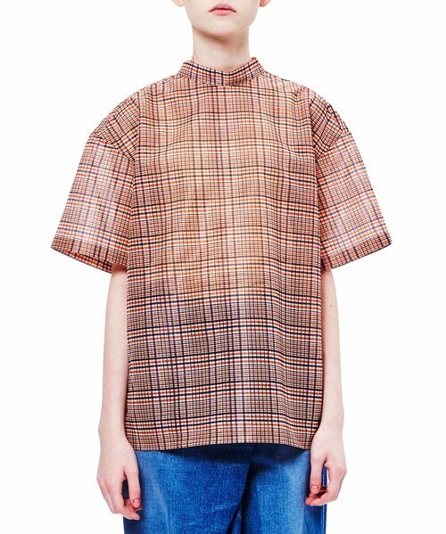 TOGA PULLA メッシュチェックトップス
