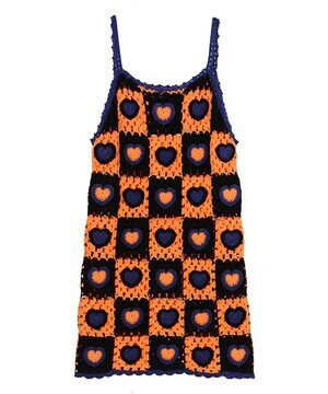 Candy Stripper HEART CHECKERD CROCHET CAMISOLE ONE-PIECE
