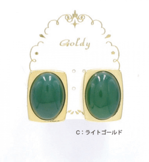 GOLDY 1170709  C ヴィンテージ ストーン ピアス　グリーン