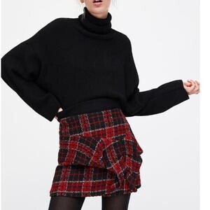 ZARA ツイード チェックスカート