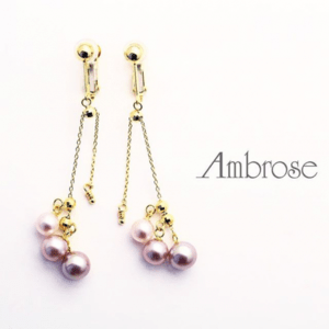 Ambrose 湖水ラウンド・ブラK18パールイヤリング