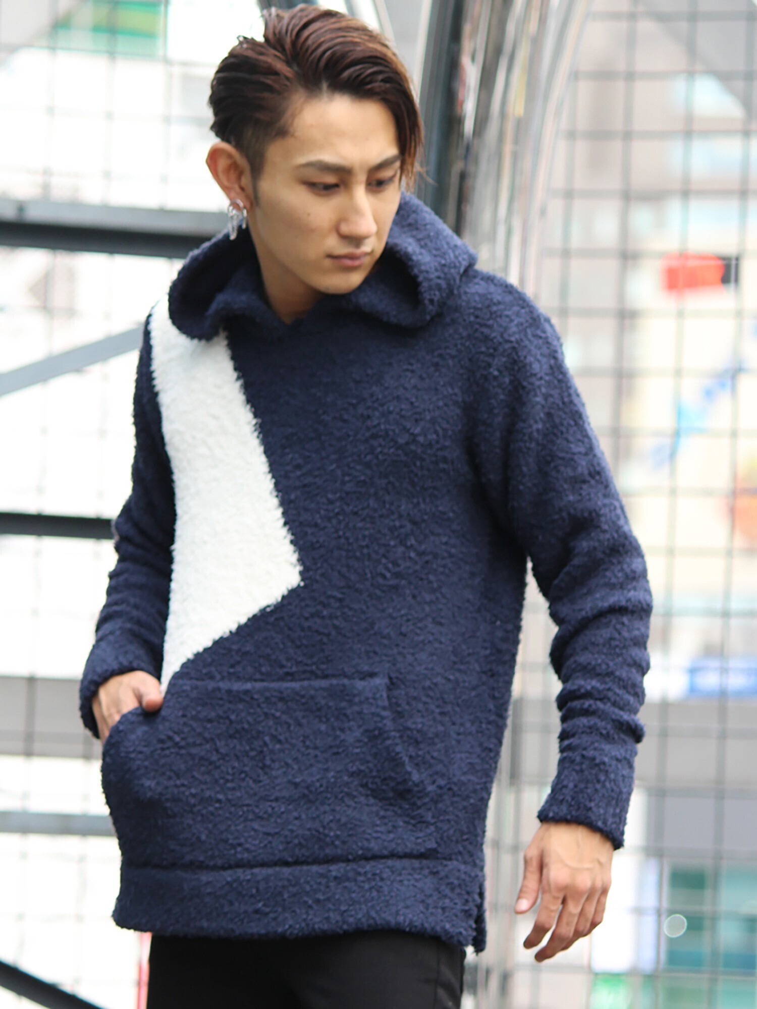 MANIERA モコモコ切り替えプルオーバーPK
