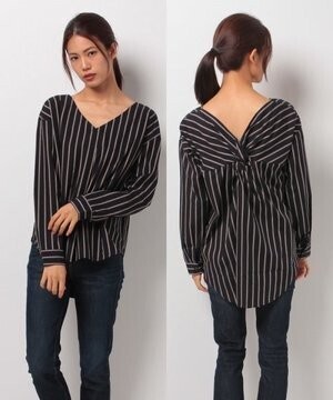 AZUL by moussy レーヨン混バックツイストスキッパーシャツ