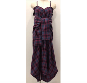 lilLilly 2wayオフショルシャドーチェックシャツドレス