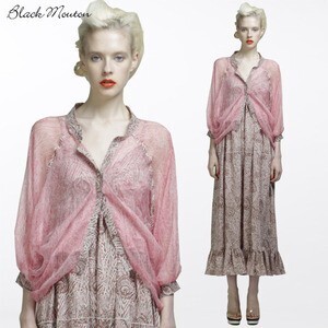 Black Mouton ドローイングプリントブラウス(85374）