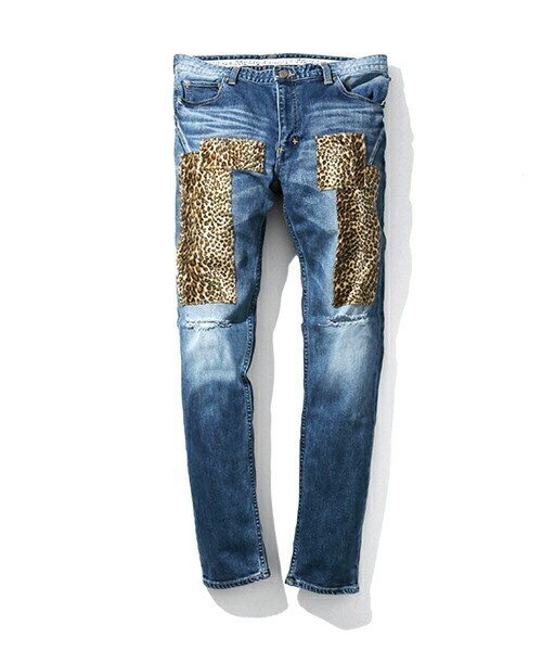 n(n) BY NUMBER (N)INE SKINNY PANTS_STRETCH DENIM (DAMAGE_LEOPARD)