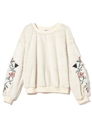 GRL スリーブ刺繍ファートップス