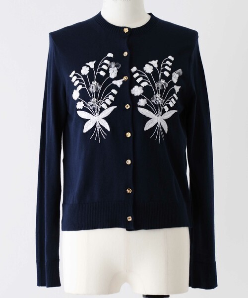 MUVEIL 花束刺繍カーディガン