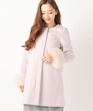 MEW'S REFINED CLOTHES 袖ファーノーカラーコート