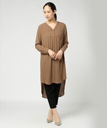 Jines Vネックロングシャツジャケット