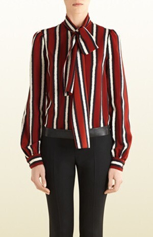 GUCCI ストライプ・シルクブラウス