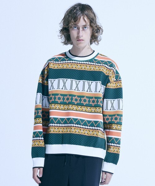 Iroquois DANIEL NUMBER 9 ジャガードプルオーバーニット