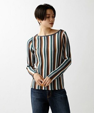 AZUL by moussy ガーター配色長袖PO