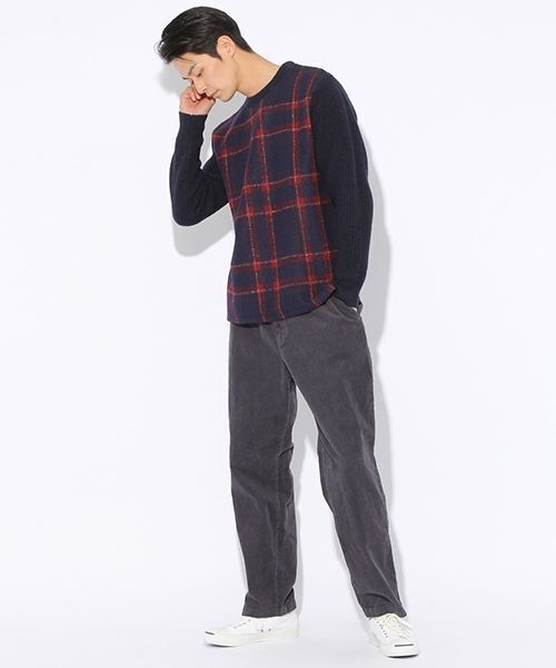 niko and ... MEN'S チェック畦ニットプルオーバー