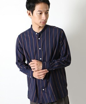FREAK'S STORE ヘリンボーンバンドカラーシャツ