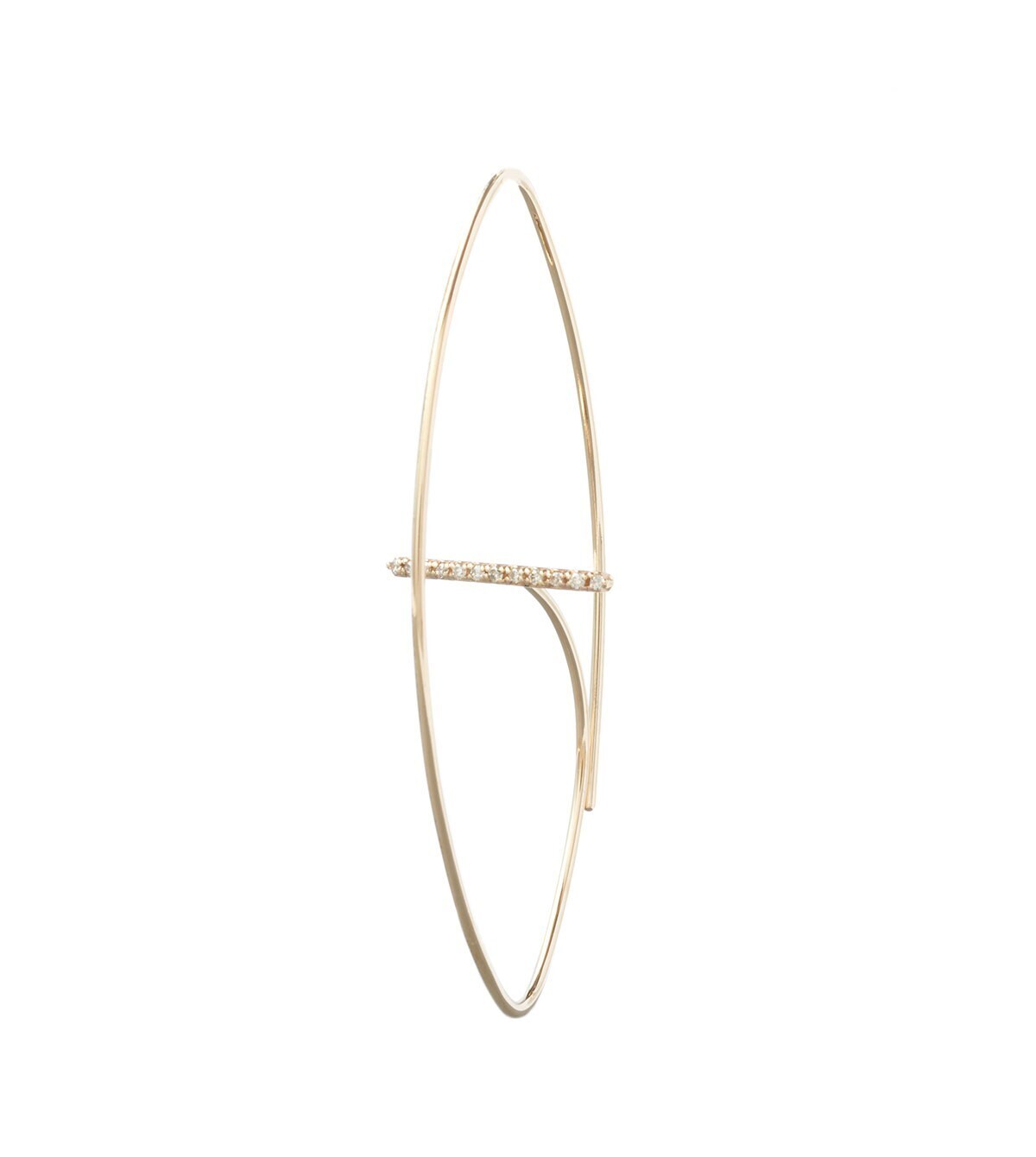 HIROTAKA Gossamer Floating Diamond Bar Oval Earring L