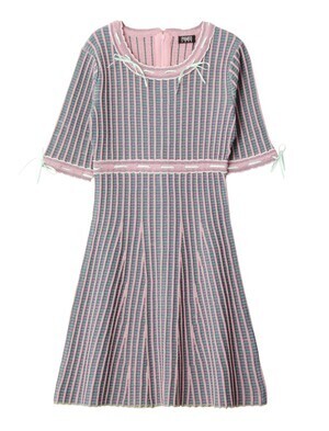 PAMEO POSE KITTEN GLITTER STRIPE KNIT DRESS