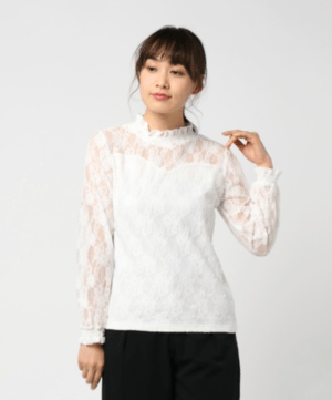 INGNI ヨークシアーレースハイネックトップス長袖