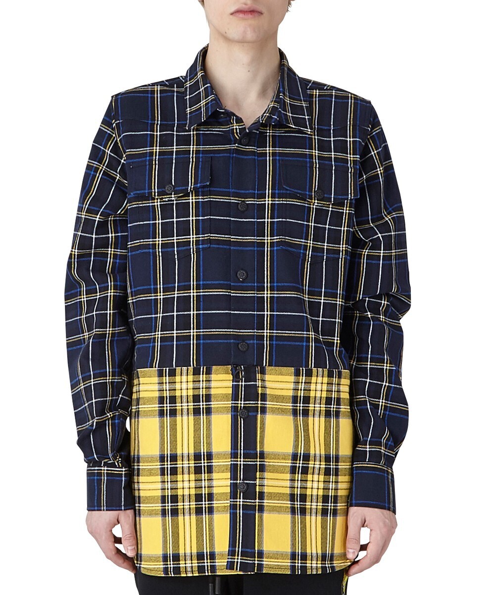 OFF-WHITE BLUE CHECK SHIRT WITH ZIP