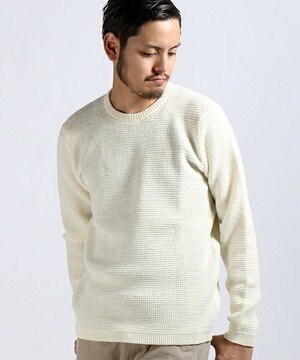 FREAK'S STORE BRITISH WOOL混　ワッフル クルーネックニット