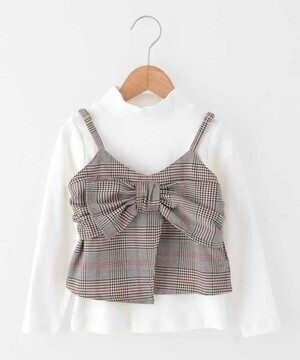 a.v.v グレンチェックキャミソール付きハイネックカットソー