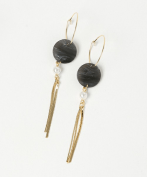 mia trim 【m-084P BK】フープアクリル&チェーンタッセルピアス