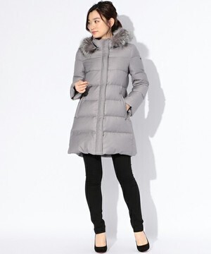 GUILD PRIME WOMENS FOXファーグレーロングダウン