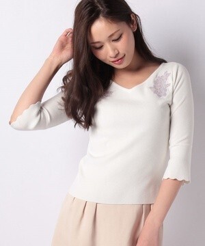 LAISSE PASSE フラワーモチーフプルオーバー