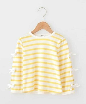 a.v.v 袖リボンボーダーカットソー